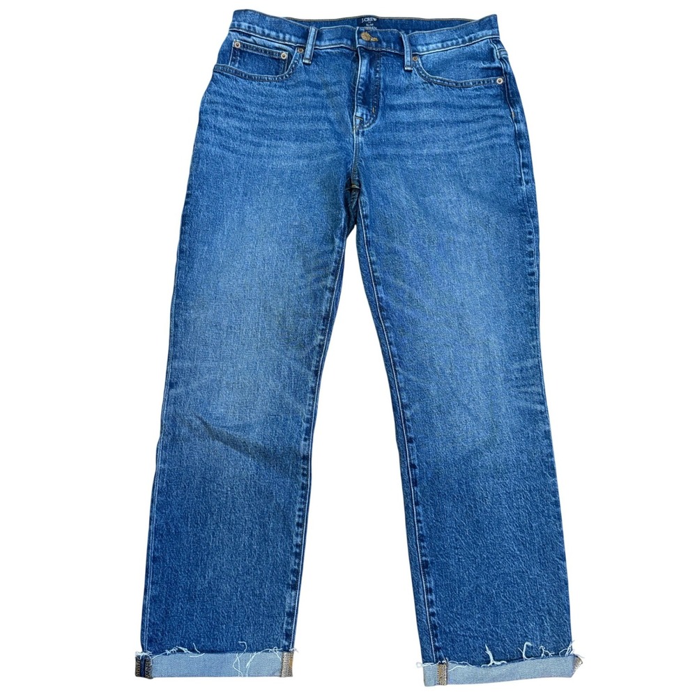 J.Crew Jeans Womens 29 Blue Slim Boyfriend High Rise Raw Hem Stretch‎ Denim NWT